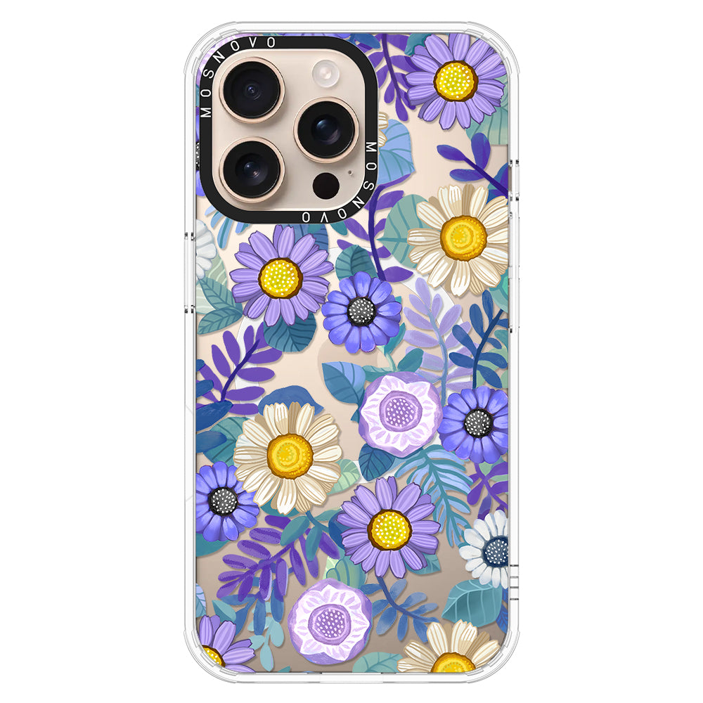 Purple Floral Phone Case - iPhone 16 Pro Max Case - MOSNOVO