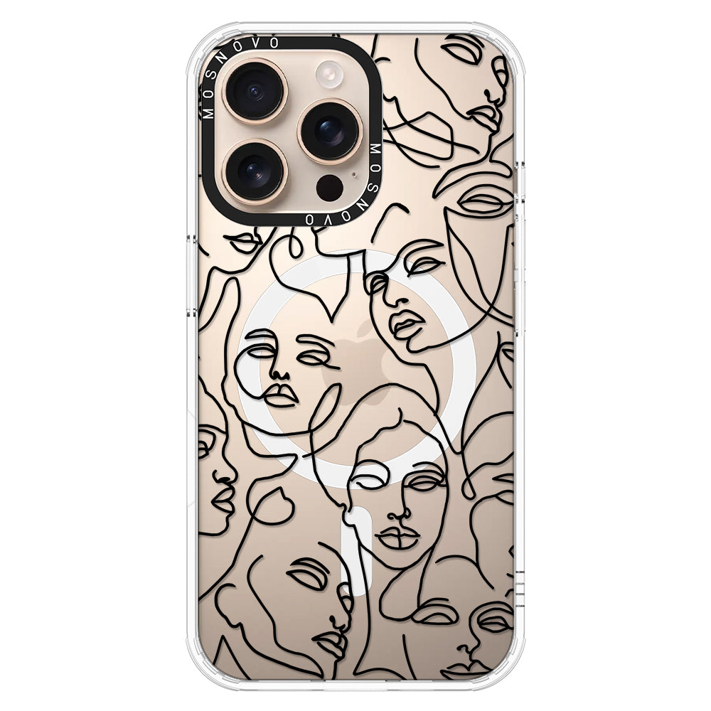 Abstract Face Line Art Phone Case - iPhone 16 Pro Max Case - MOSNOVO