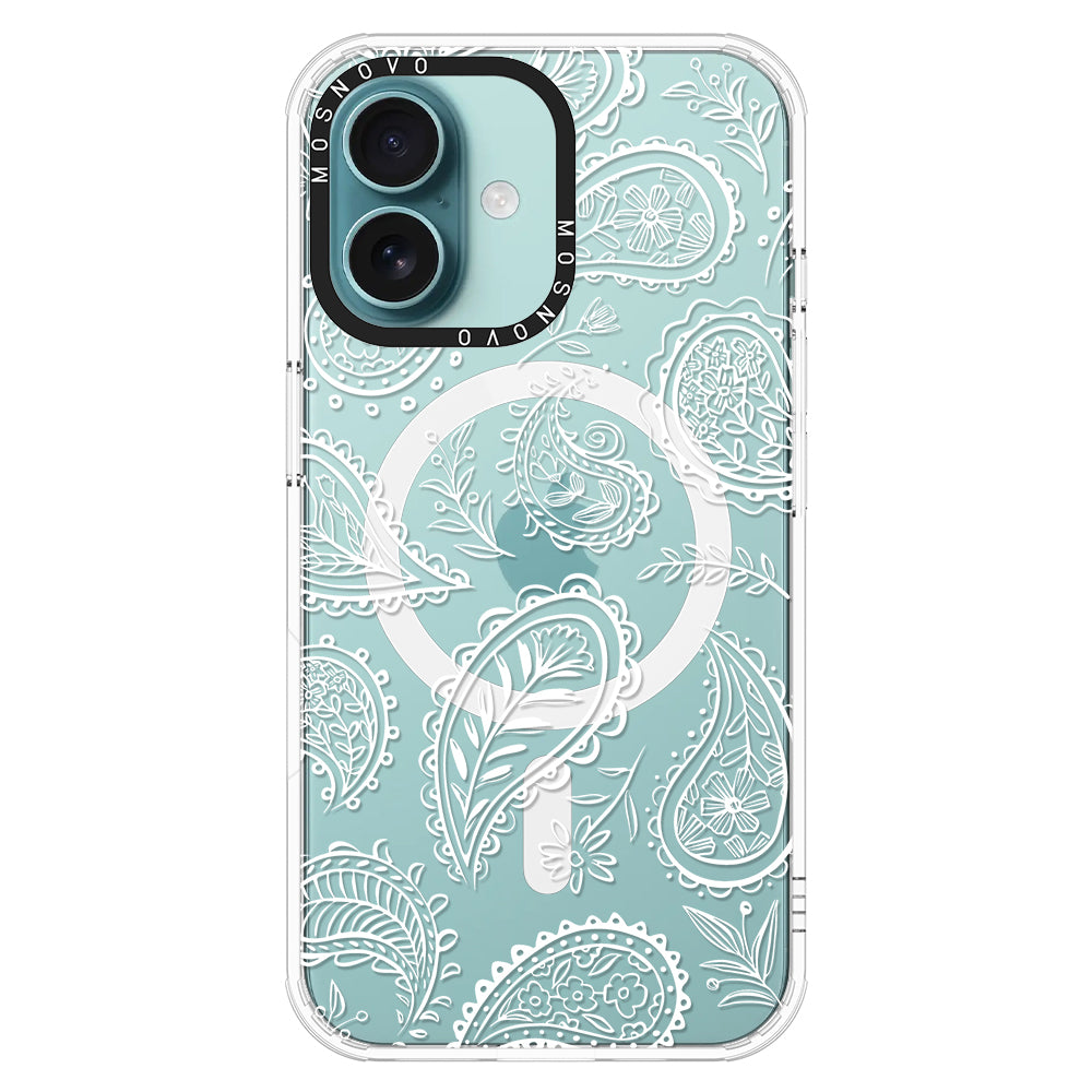 White Paisley Phone Case - iPhone 16 Case - MOSNOVO