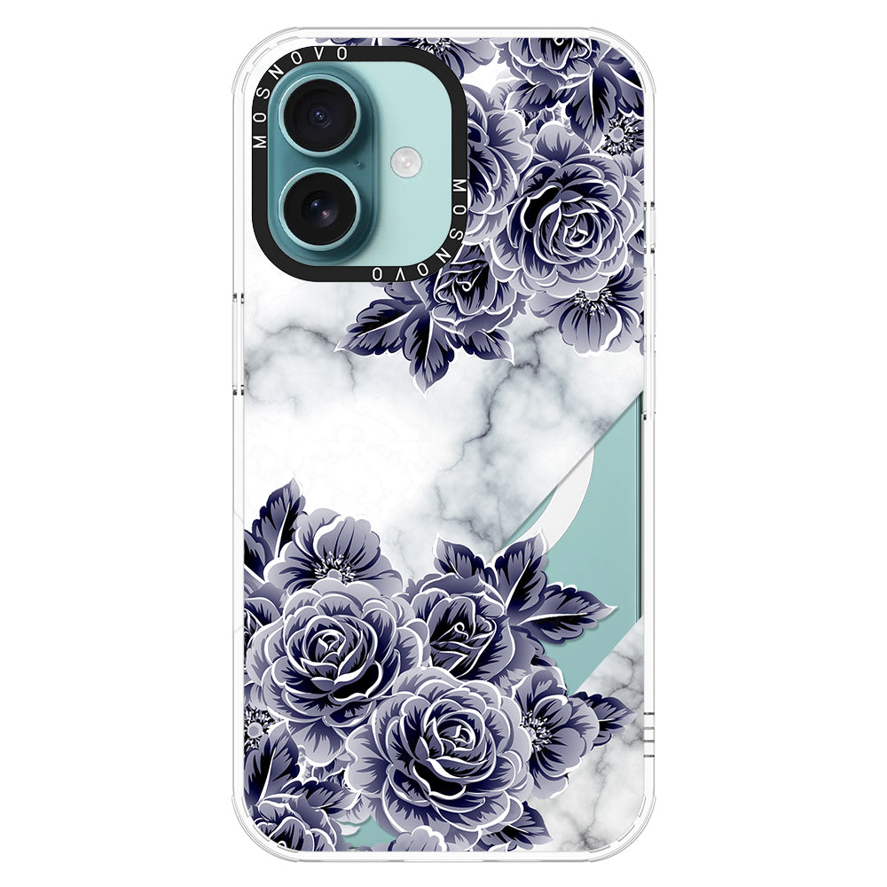 Marble with Purple Flowers Phone Case - iPhone 16 Case - MOSNOVO