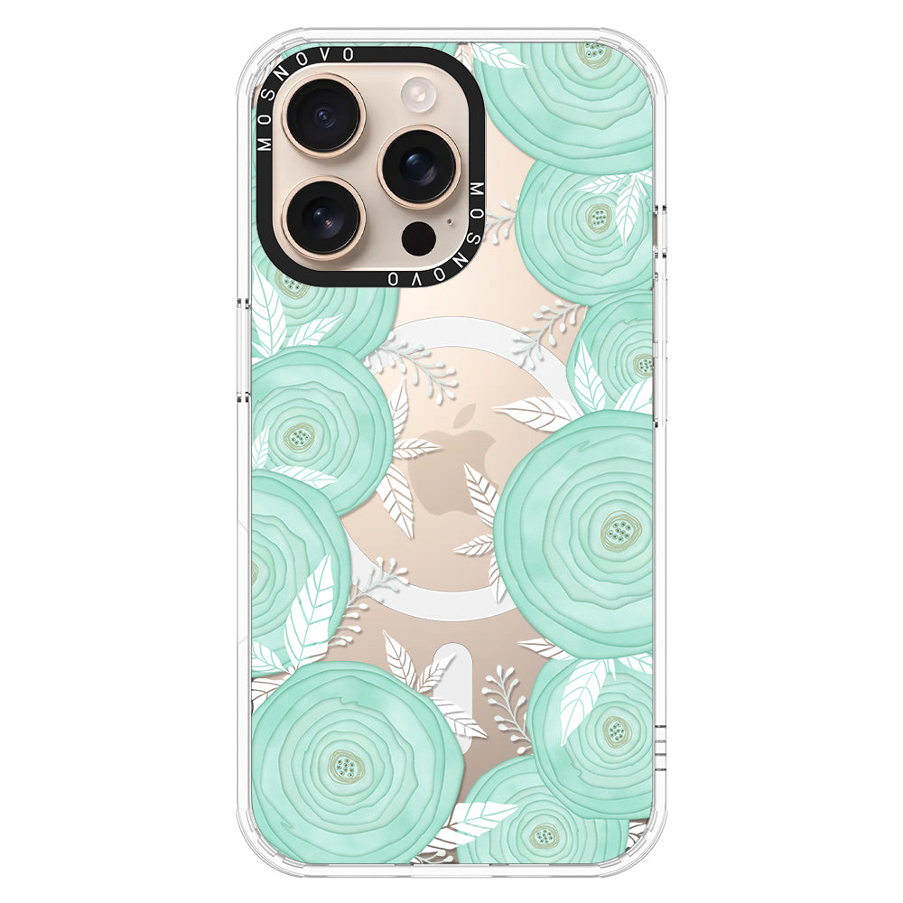 Mint Flower Phone Case - iPhone 16 Pro Max Case - MOSNOVO