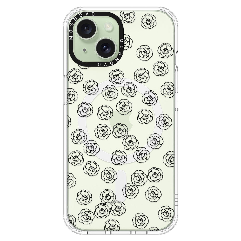 Linear Camelia Flower Phone Case - iPhone 15 Plus Case