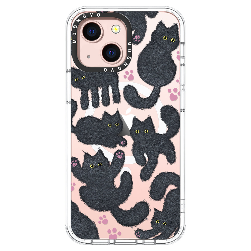 Black Furry Cat Phone Case - iPhone 13 Case