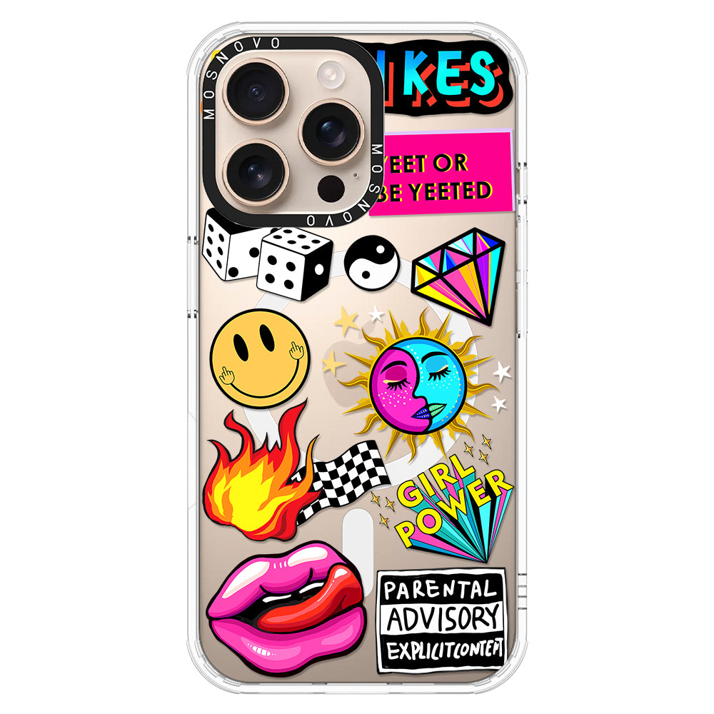 Funky Stickers Phone Case - iPhone 16 Pro Max Case - MOSNOVO