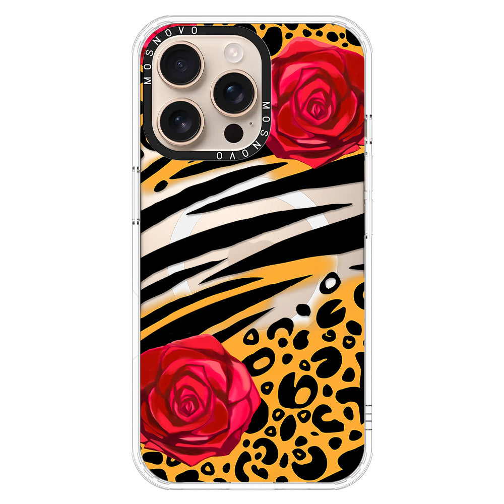 Wild Floral Leopard Phone Case - iPhone 16 Pro Max Case - MOSNOVO