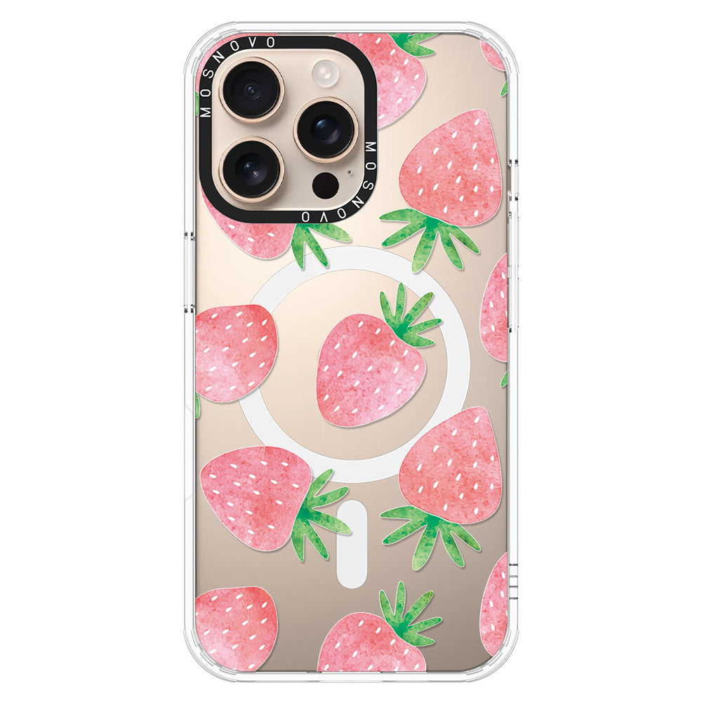 Pastel Strawberry Phone Case - iPhone 16 Pro Max Case - MOSNOVO