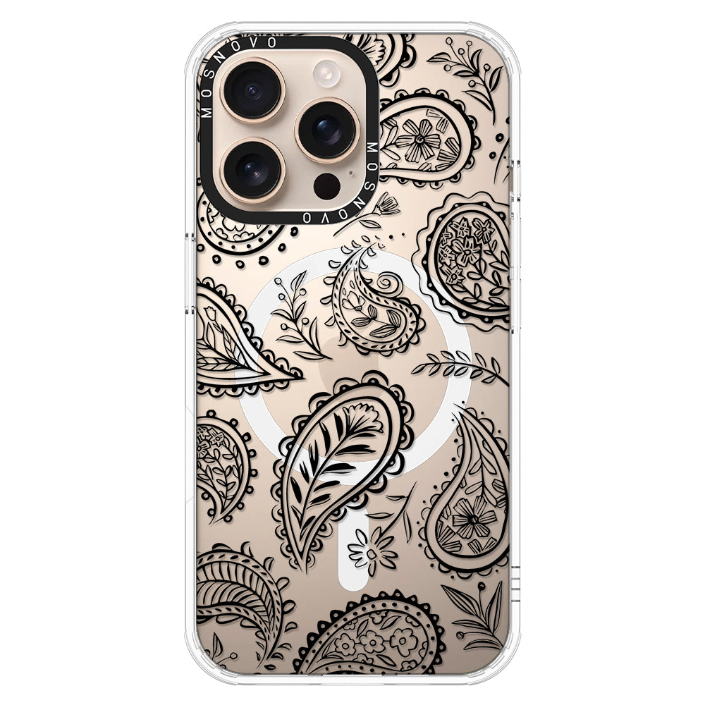 Black Paisley Phone Case - iPhone 16 Pro Max Case - MOSNOVO