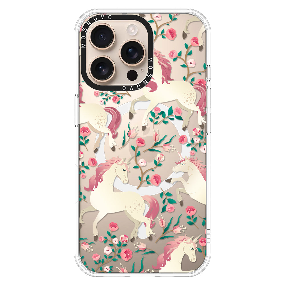 Unicorn with Floral Phone Case - iPhone 16 Pro Max Case - MOSNOVO