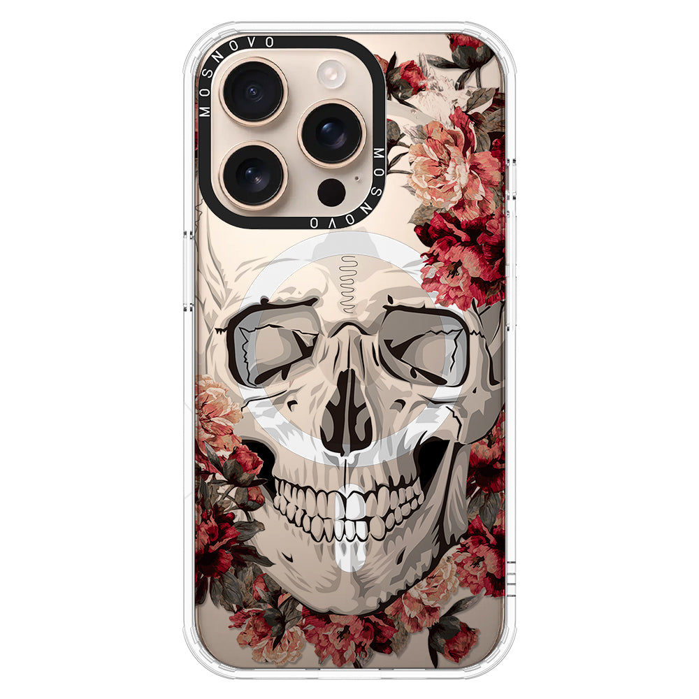 Red Flower Skull Phone Case - iPhone 16 Pro Case - MOSNOVO