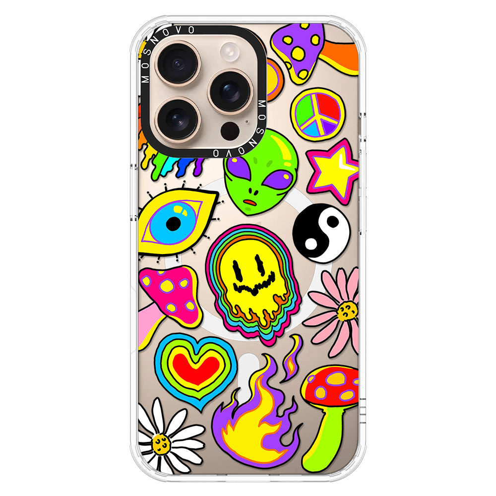 Hippie Rainbow Face Love Phone Case - iPhone 16 Pro Max Case - MOSNOVO