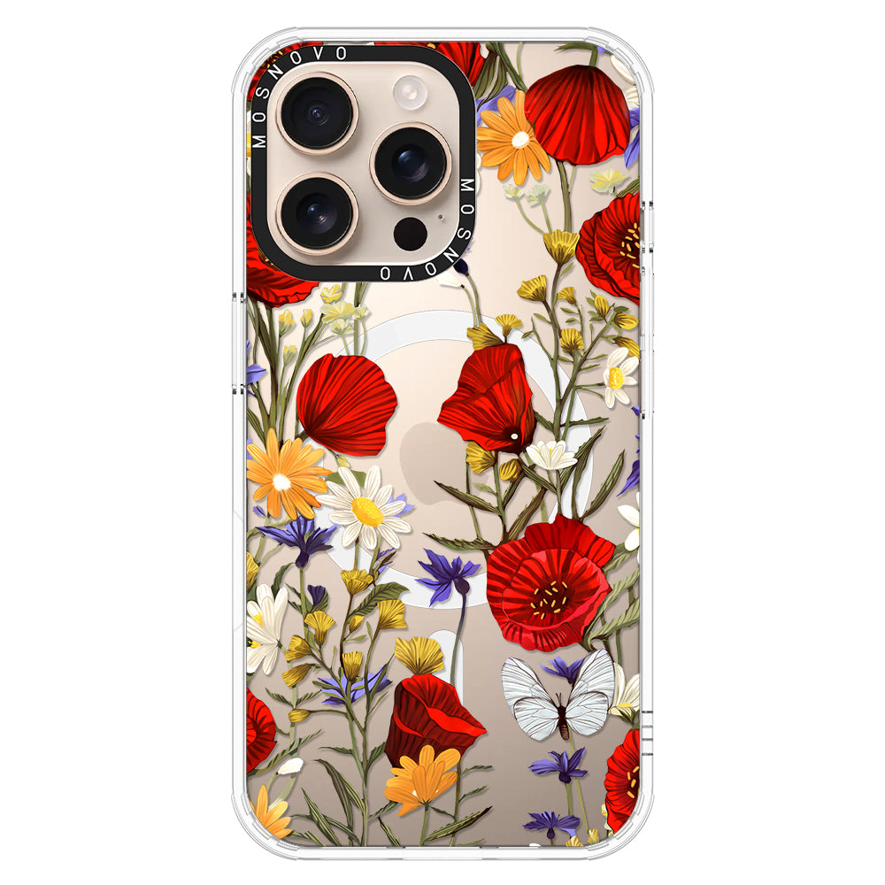 Poppy Floral Phone Case - iPhone 16 Pro Max Case - MOSNOVO