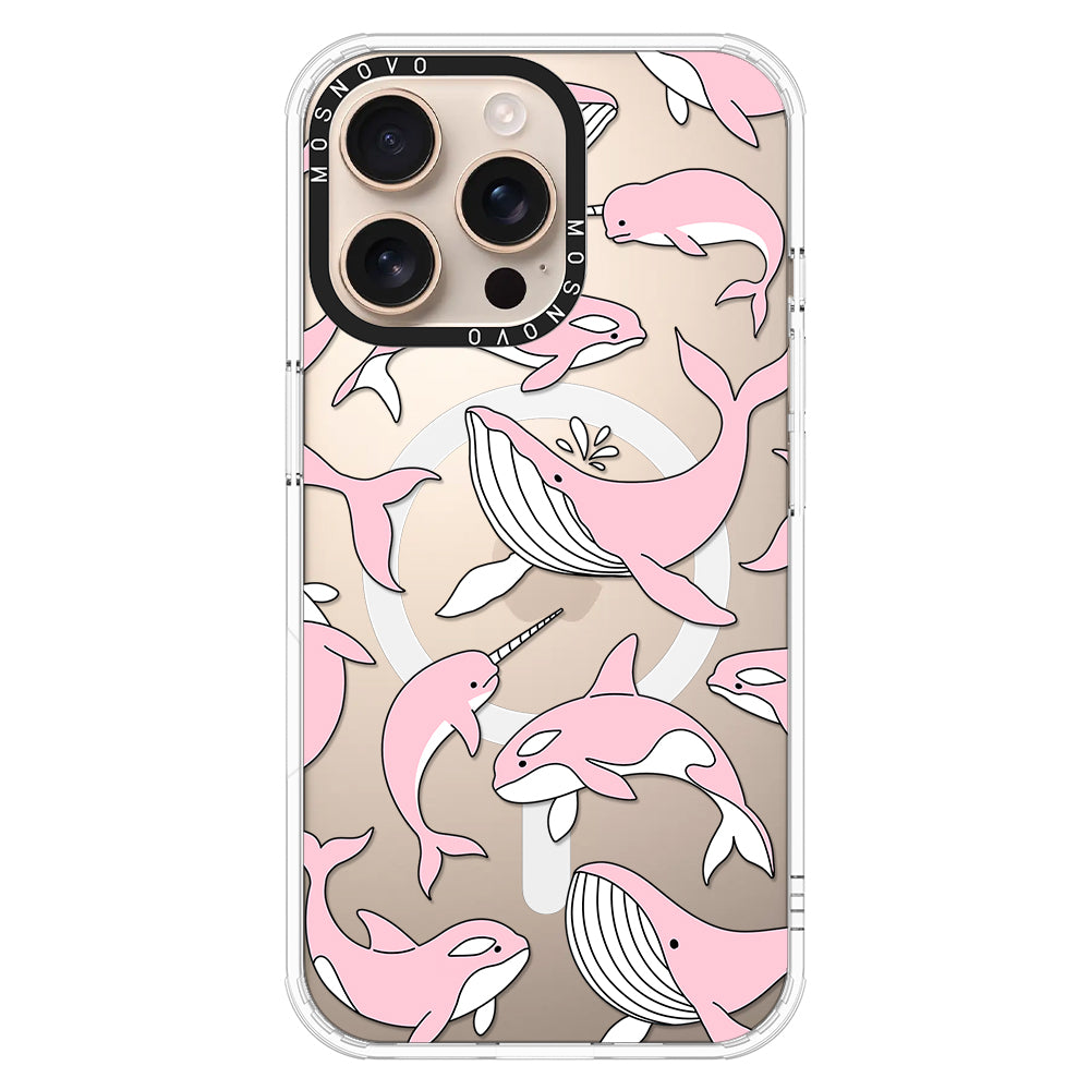 Pink Whales Phone Case - iPhone 16 Pro Max Case - MOSNOVO