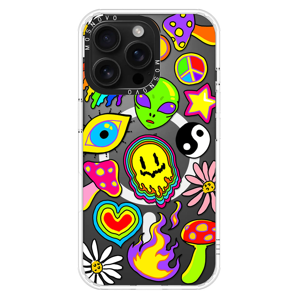 Hippie Rainbow Face Love Phone Case - iPhone 16 Pro Max Case - MOSNOVO