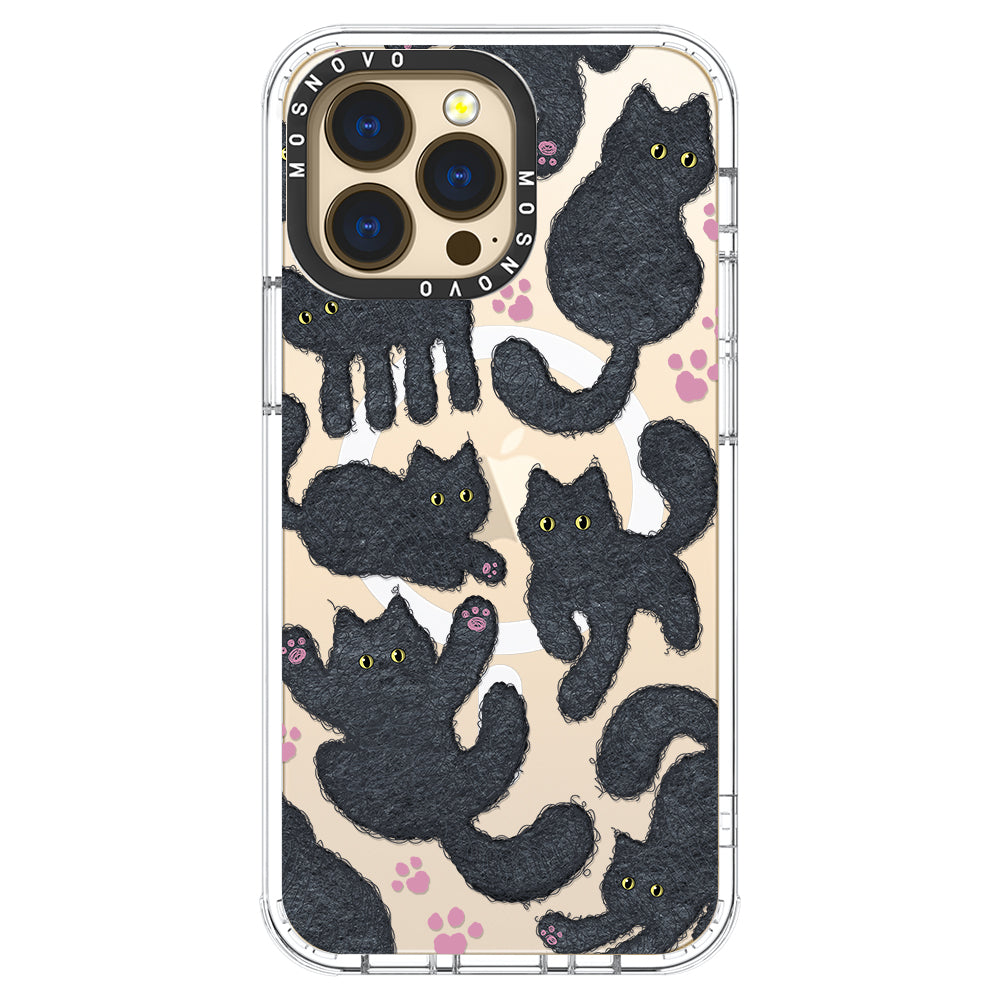 Black Furry Cat Phone Case - iPhone 14 Pro Max Case