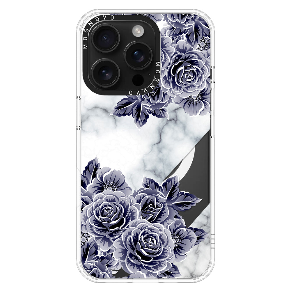 Marble with Purple Flowers Phone Case - iPhone 16 Pro Case - MOSNOVO