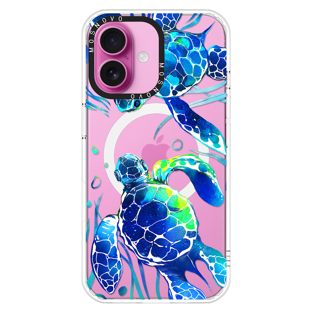 Blue Sea Turtle Phone Case - iPhone 16 Plus Case - MOSNOVO