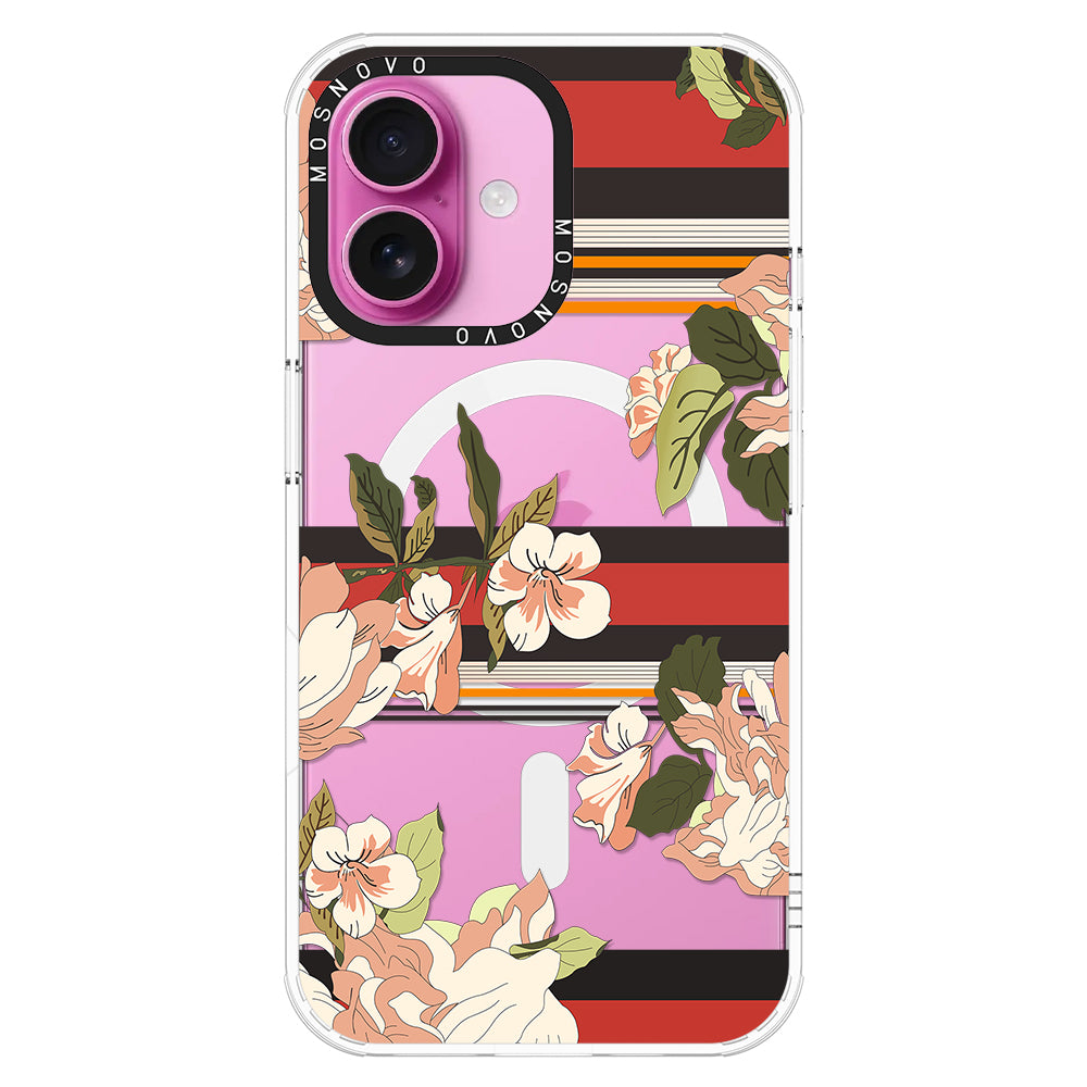 Classic Stripe Floral Phone Case - iPhone 16 Case - MOSNOVO