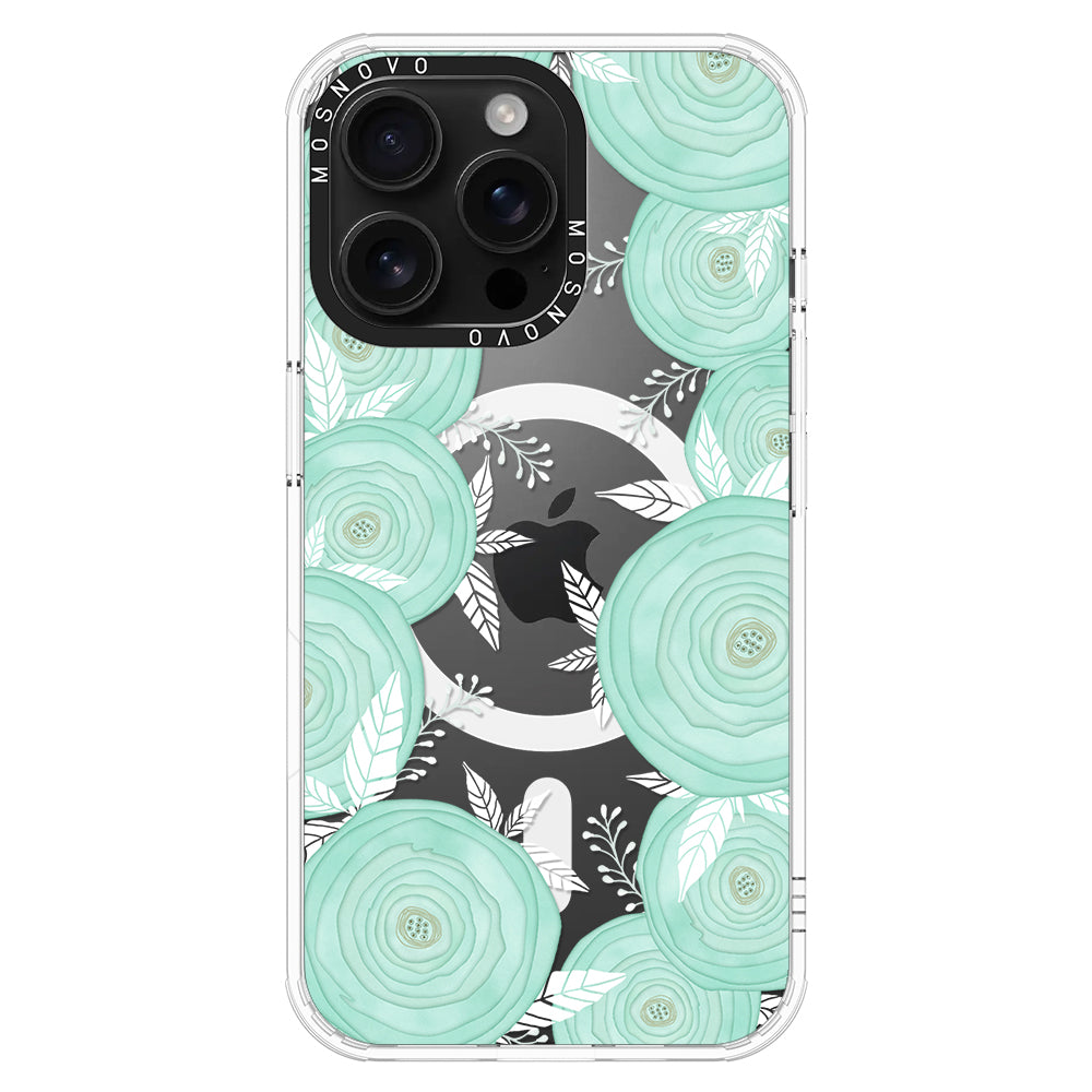 Mint Flower Phone Case - iPhone 16 Pro Max Case - MOSNOVO