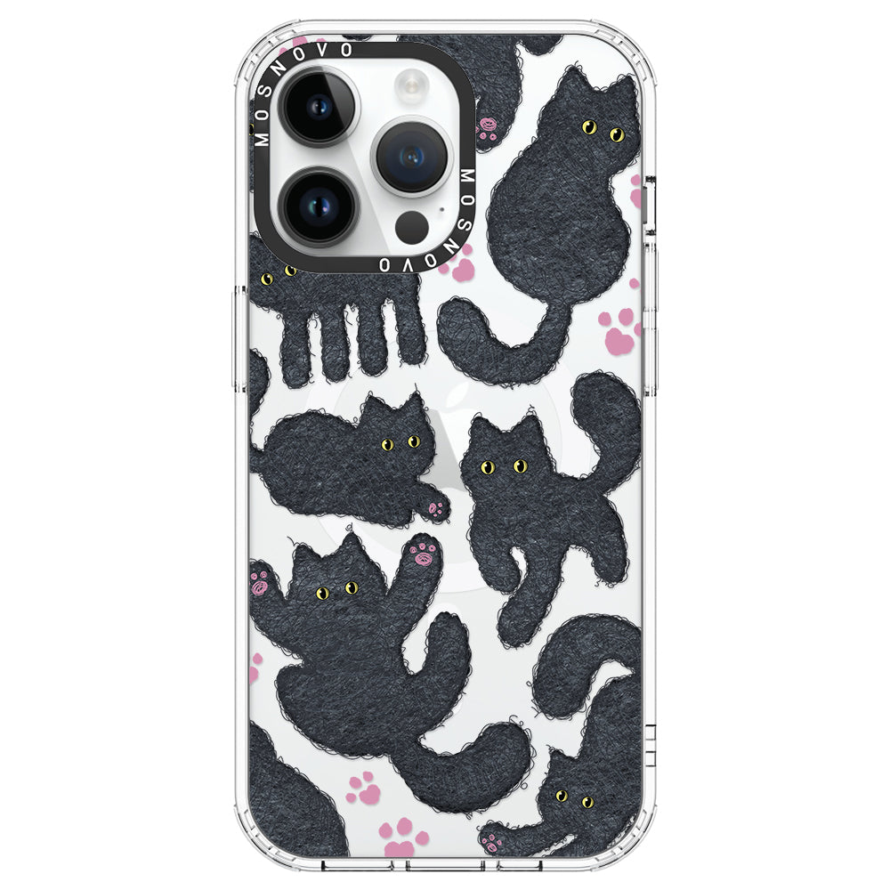 Black Furry Cat Phone Case - iPhone 14 Pro Max Case