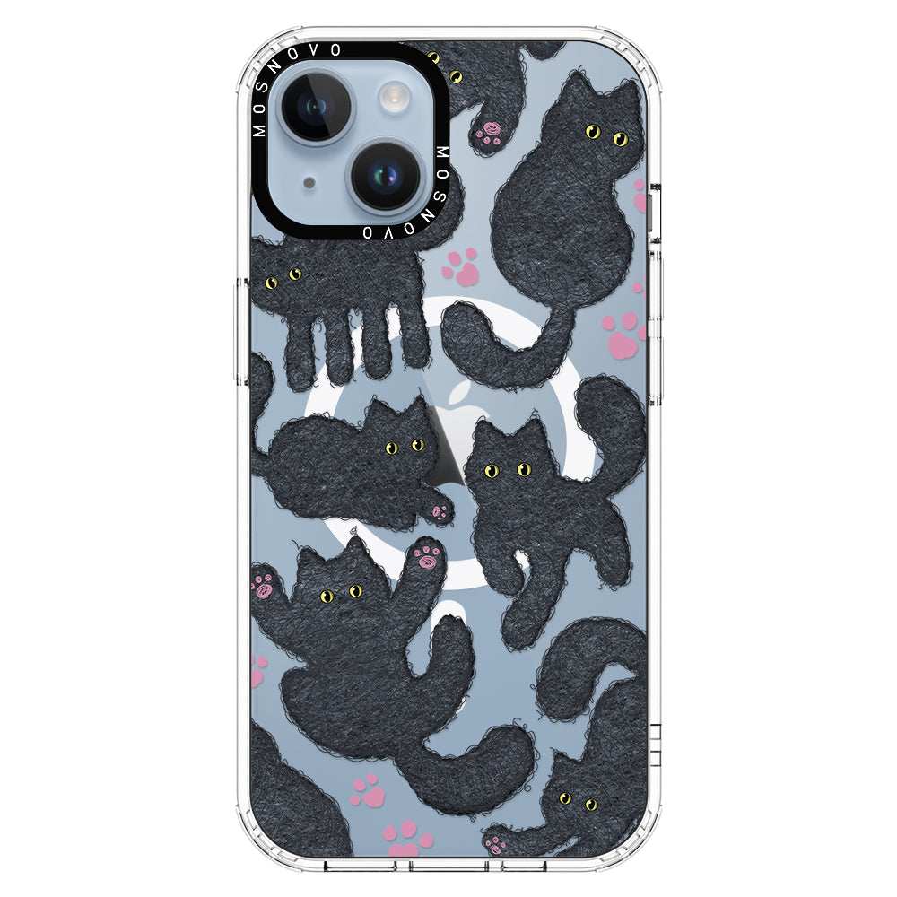 Black Furry Cat Phone Case - iPhone 14 Plus Case