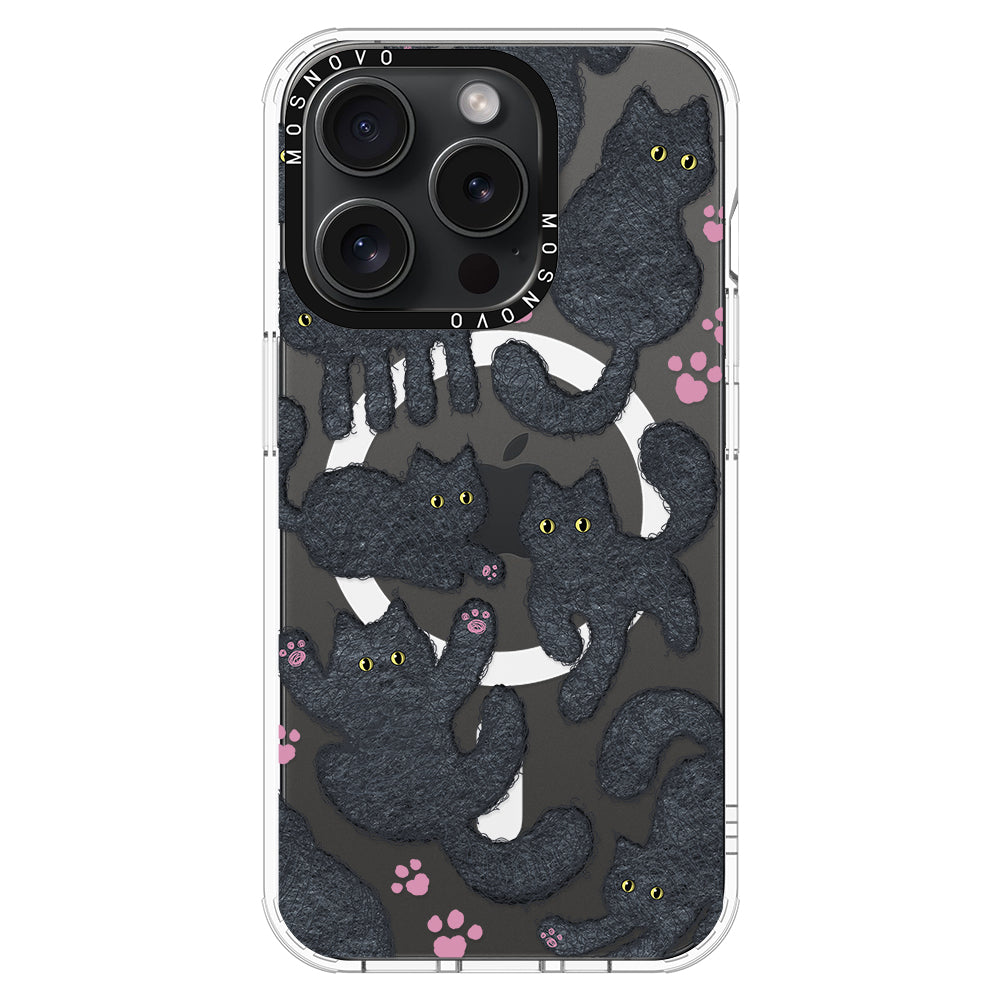 Black Furry Cat Phone Case - iPhone 15 Pro Case