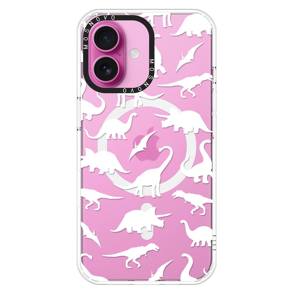 White Dinosaur Phone Case - iPhone 16 Plus Case - MOSNOVO