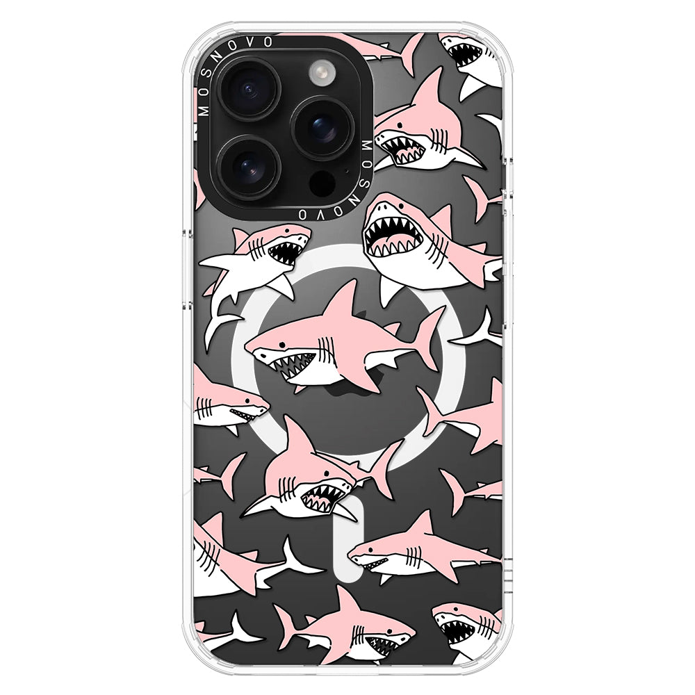 Pink Shark Phone Case - iPhone 16 Pro Max Case - MOSNOVO