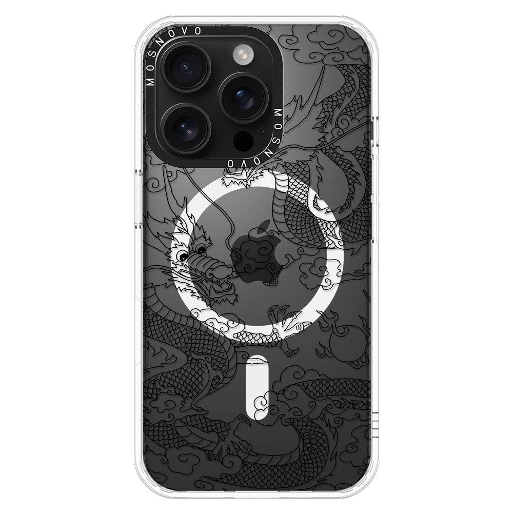 Black Dragon Phone Case - iPhone 16 Pro Case Clear With Magsafe