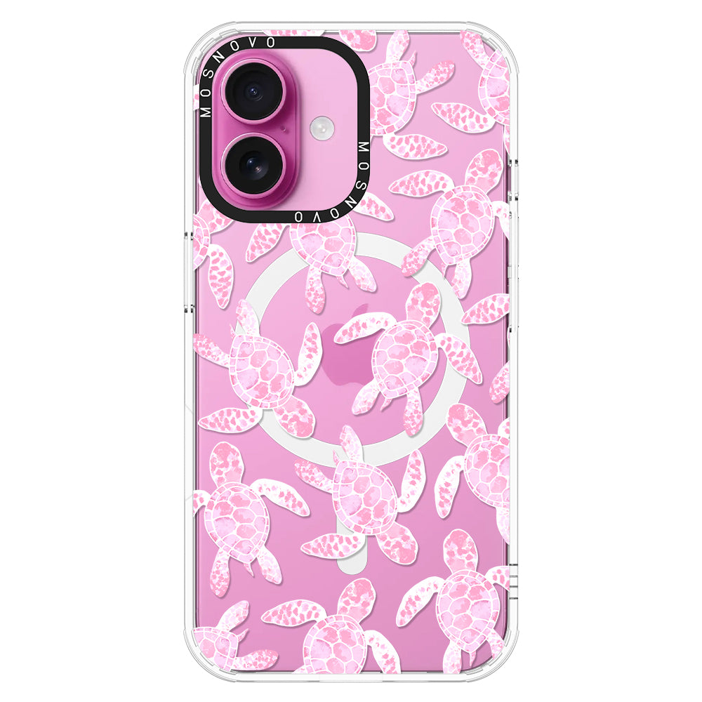 Pink Turtle Phone Case - iPhone 16 Plus Case - MOSNOVO