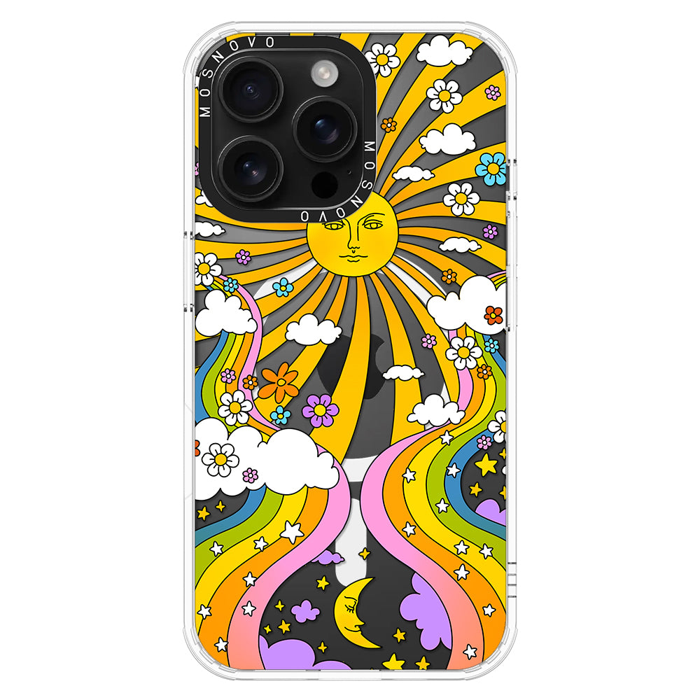 Rainbow Sun and Moon Phone Case - iPhone 16 Pro Max Case - MOSNOVO