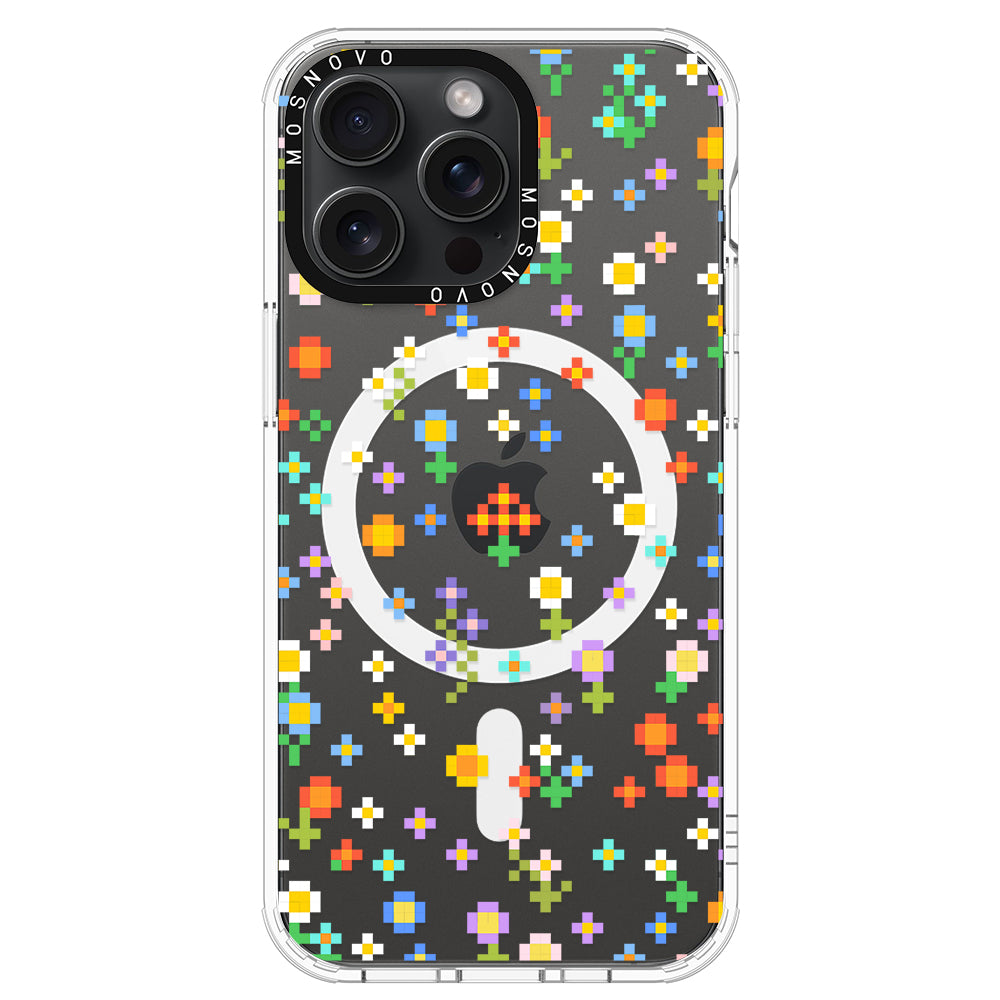 Pixel-Floral Phone Case - iPhone 15 Pro Max Case