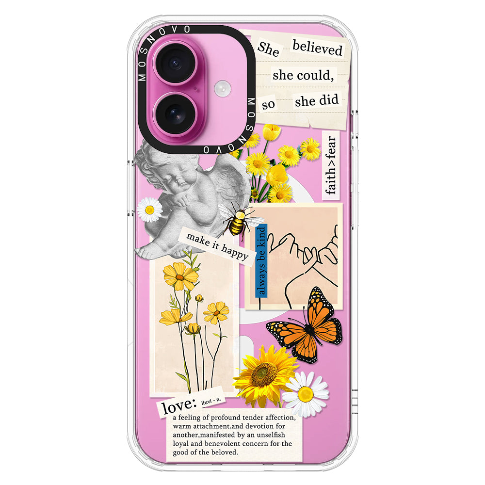 Vintage Collage Sunflower Butterfly Phone Case - iPhone 16 Case - MOSNOVO