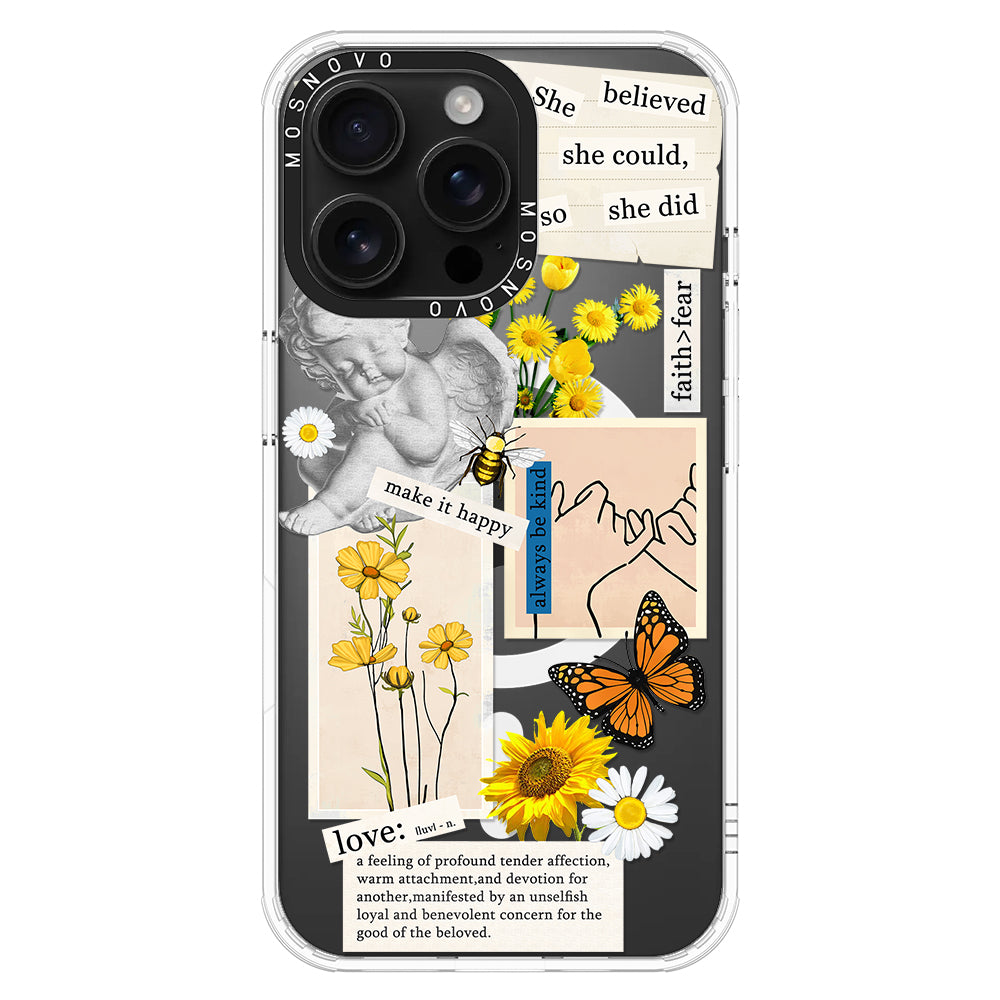 Vintage Collage Sunflower Butterfly Phone Case - iPhone 16 Pro Max Case - MOSNOVO