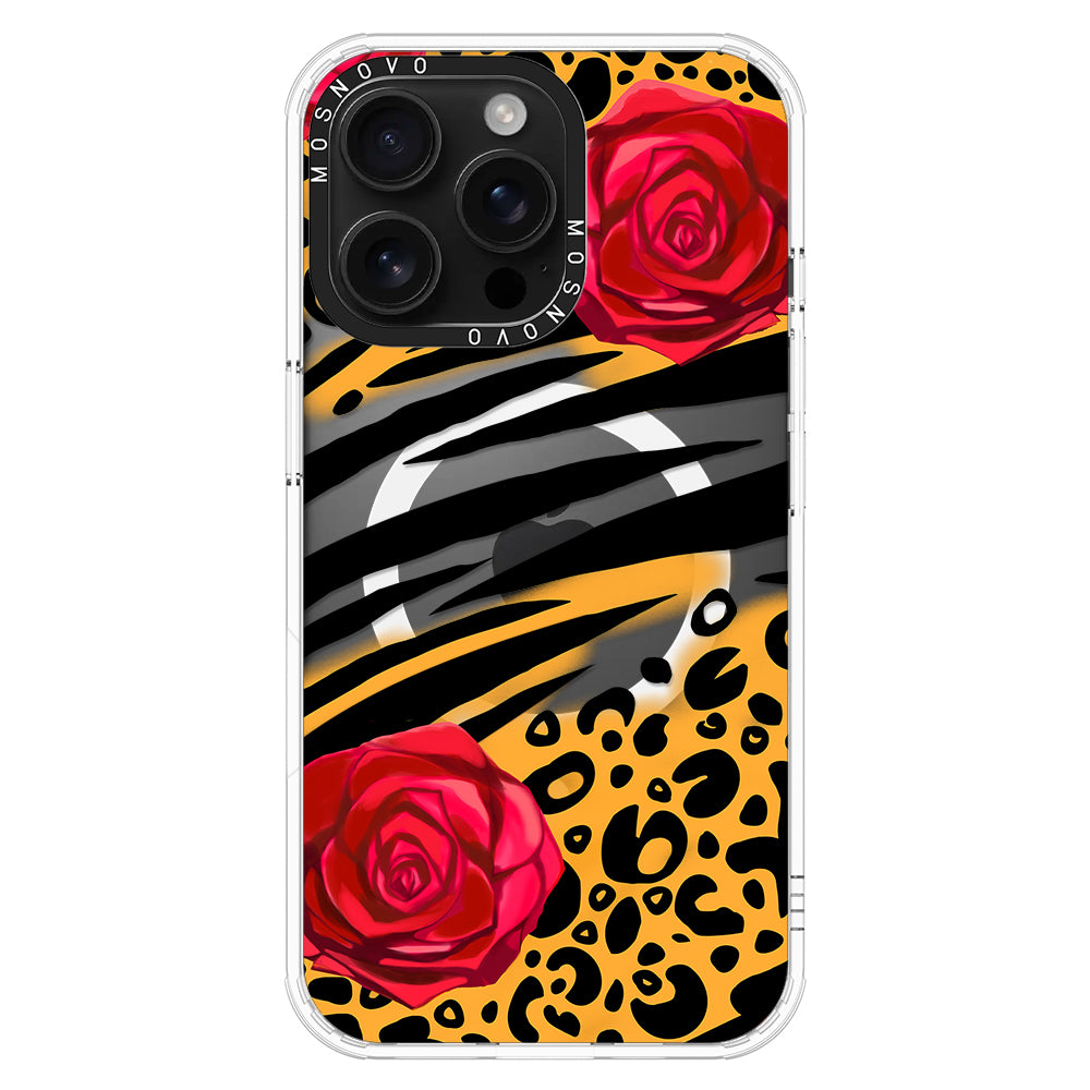 Wild Floral Leopard Phone Case - iPhone 16 Pro Max Case - MOSNOVO