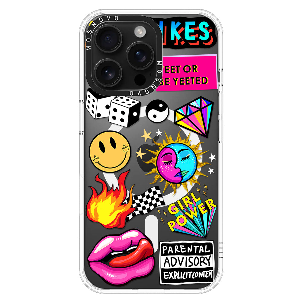 Funky Stickers Phone Case - iPhone 16 Pro Max Case - MOSNOVO