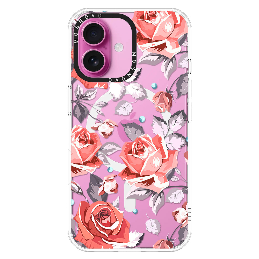 Retro Flower Roses Phone Case - iPhone 16 Plus Case - MOSNOVO