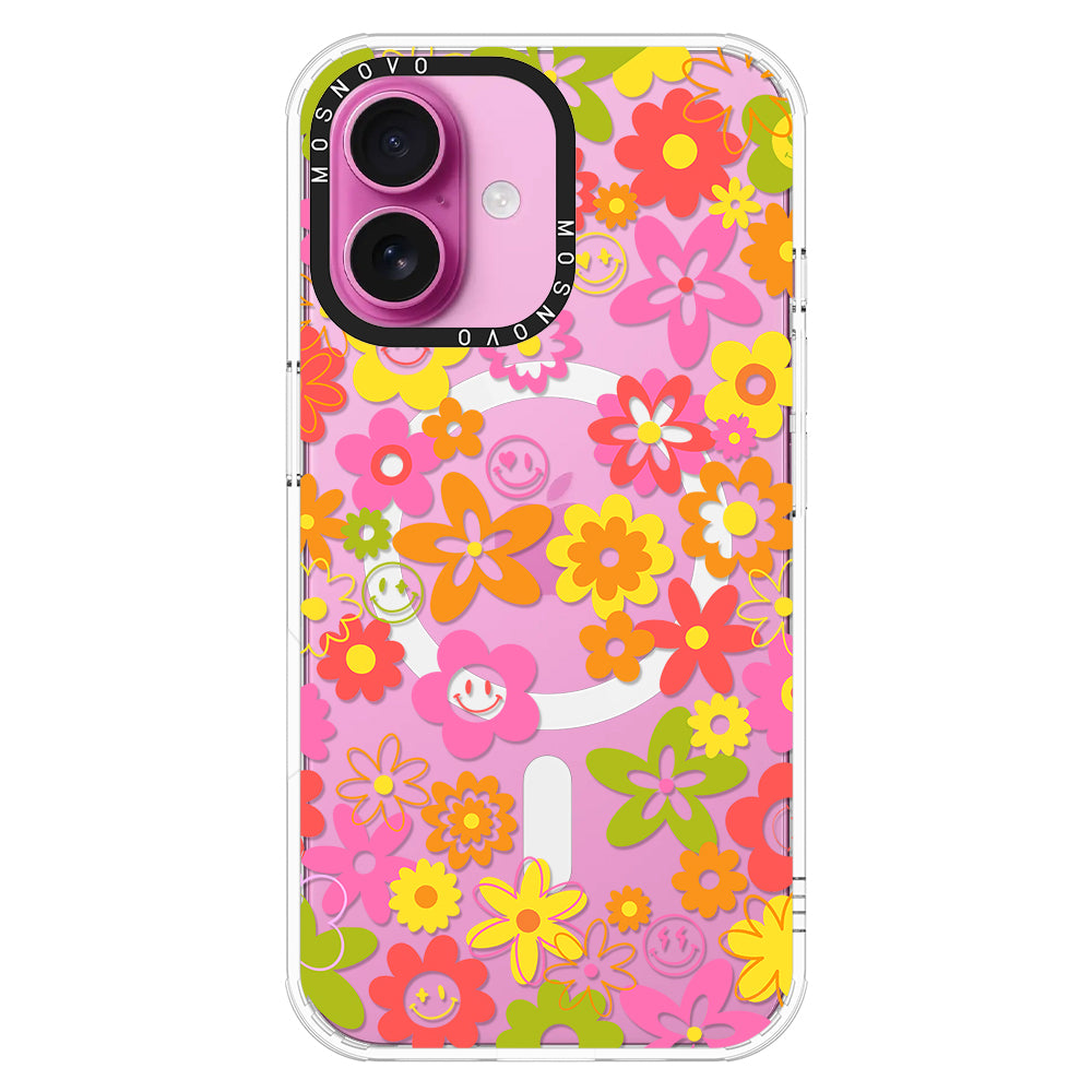 70's Groovy Floral Phone Case - iPhone 16 Plus Case - MOSNOVO