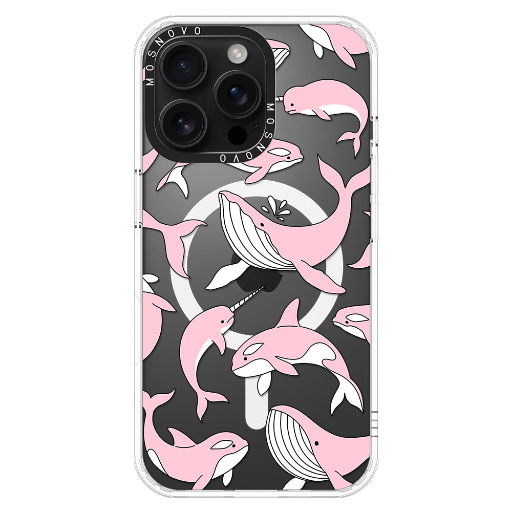 Pink Whales Phone Case - iPhone 16 Pro Max Case - MOSNOVO