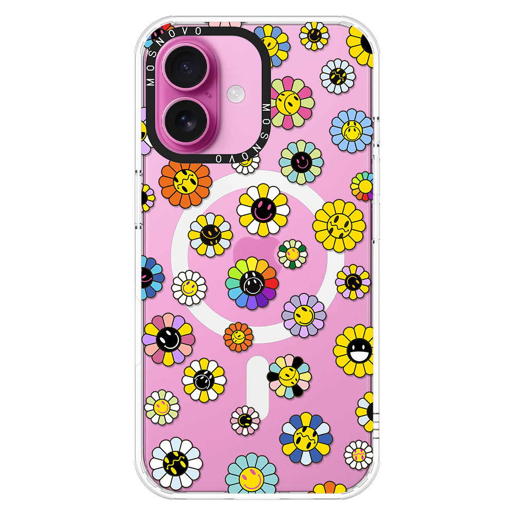 Flower Smiley Face Phone Case - iPhone 16 Plus Case - MOSNOVO