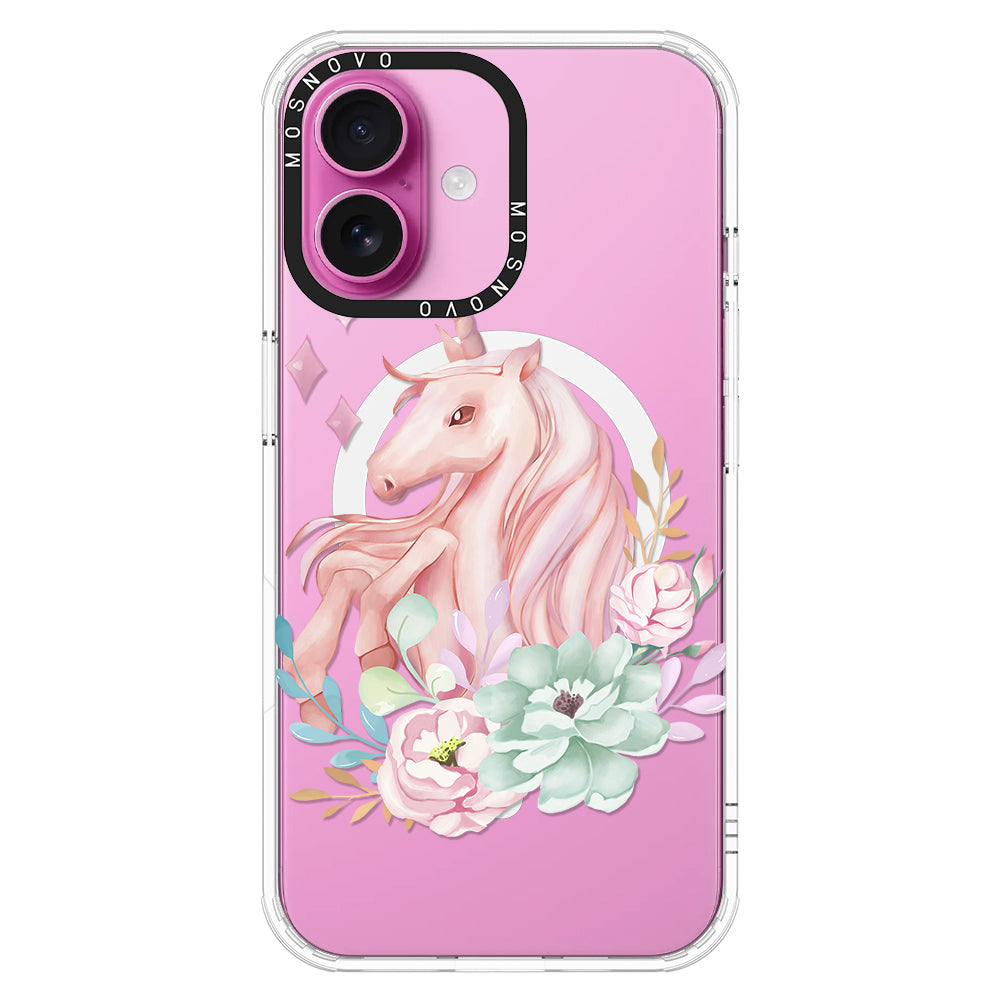 Elegant Flowers Unicorn Phone Case - iPhone 16 Case - MOSNOVO