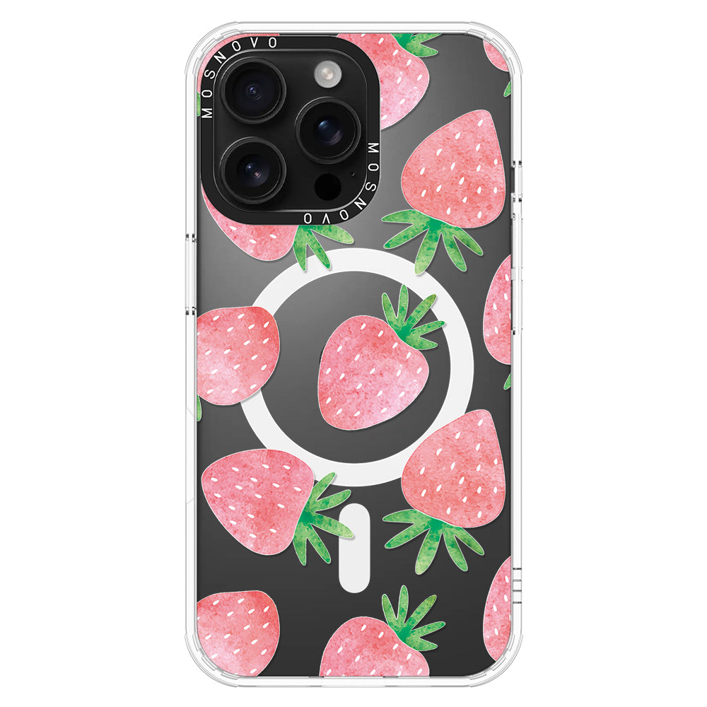 Pastel Strawberry Phone Case - iPhone 16 Pro Max Case - MOSNOVO