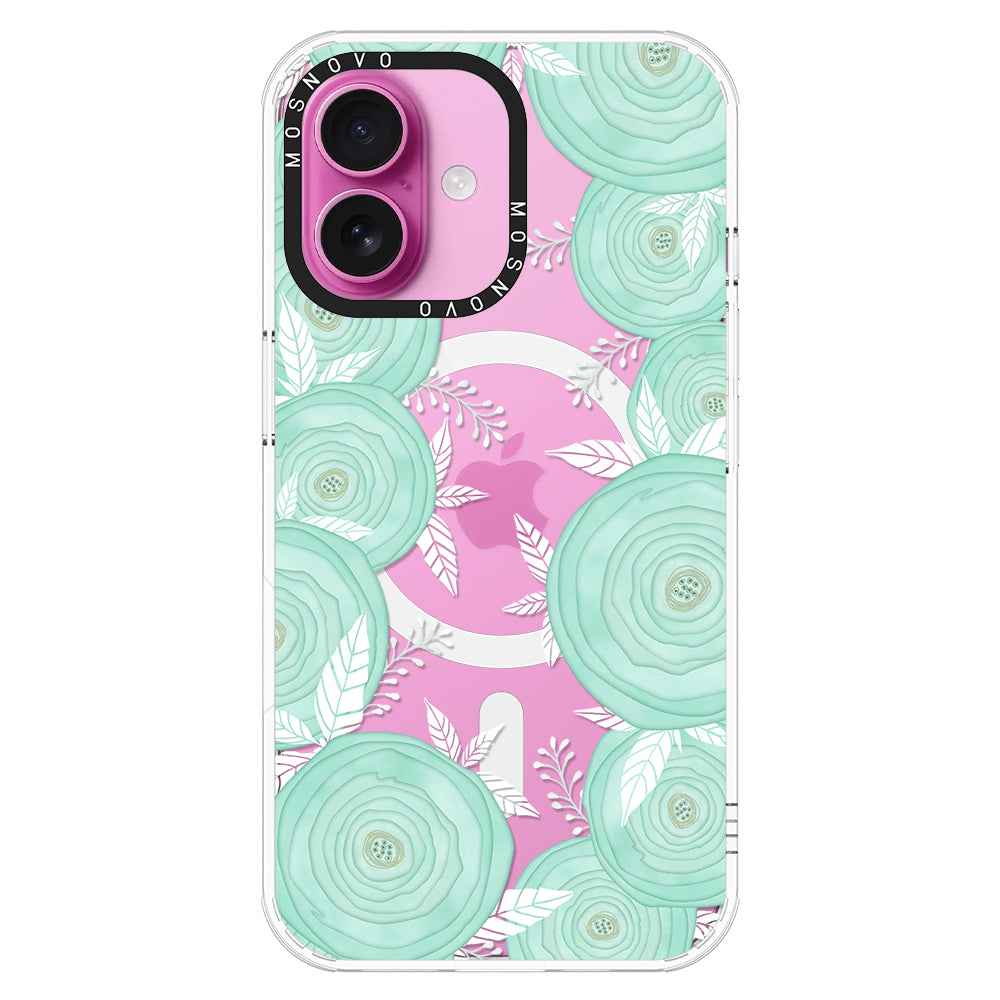 Mint Flower Phone Case - iPhone 16 Case - MOSNOVO