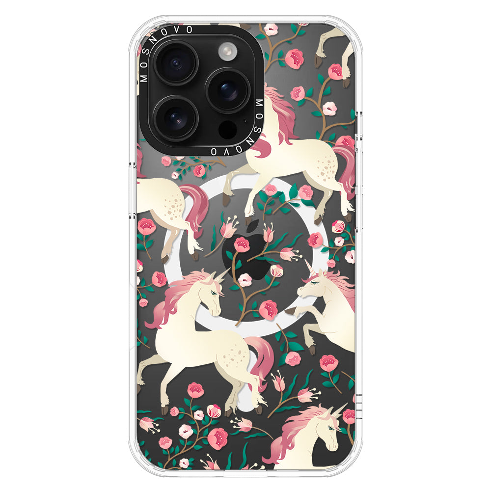 Unicorn with Floral Phone Case - iPhone 16 Pro Max Case - MOSNOVO