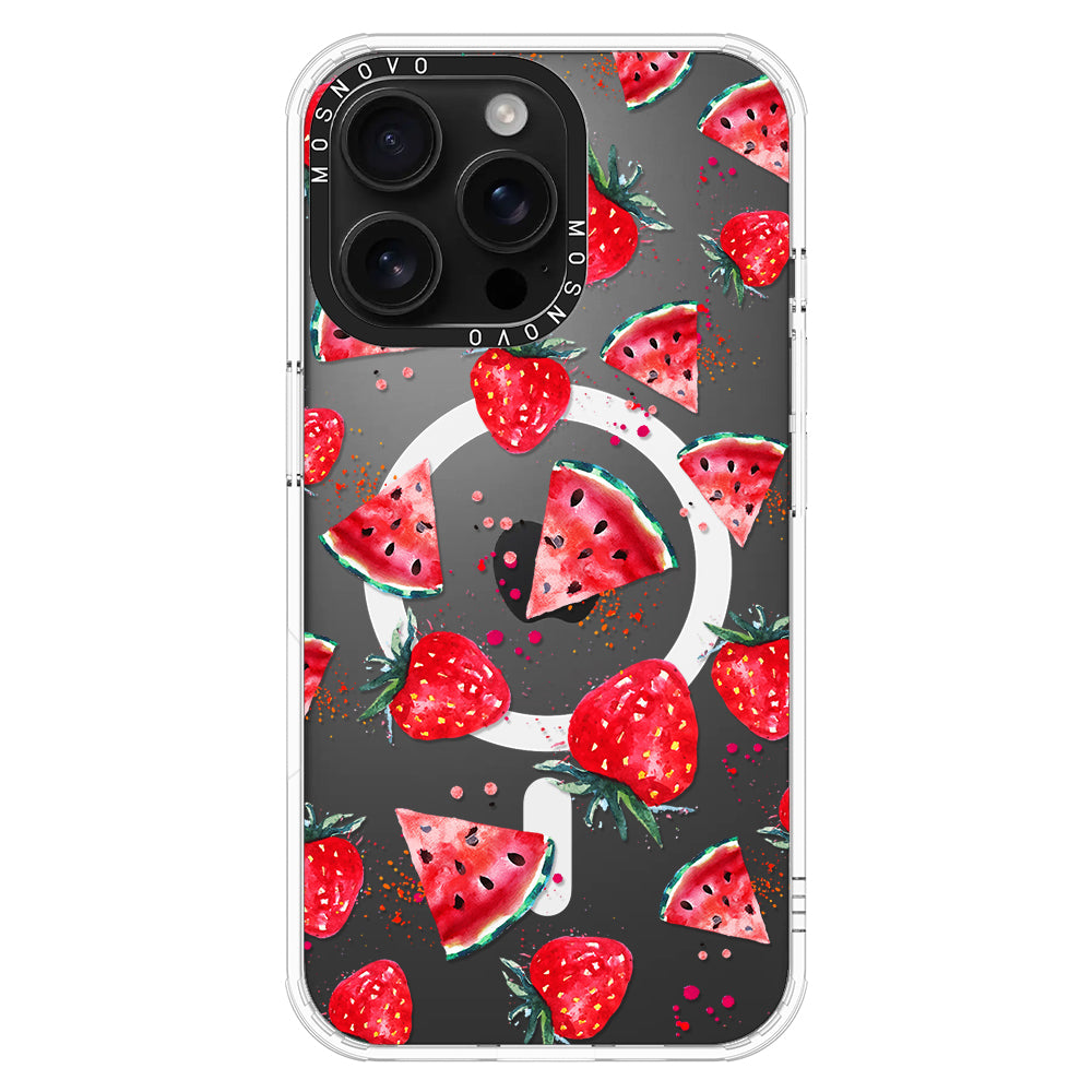 Watermelon and Strawberry Phone Case - iPhone 16 Pro Max Case - MOSNOVO