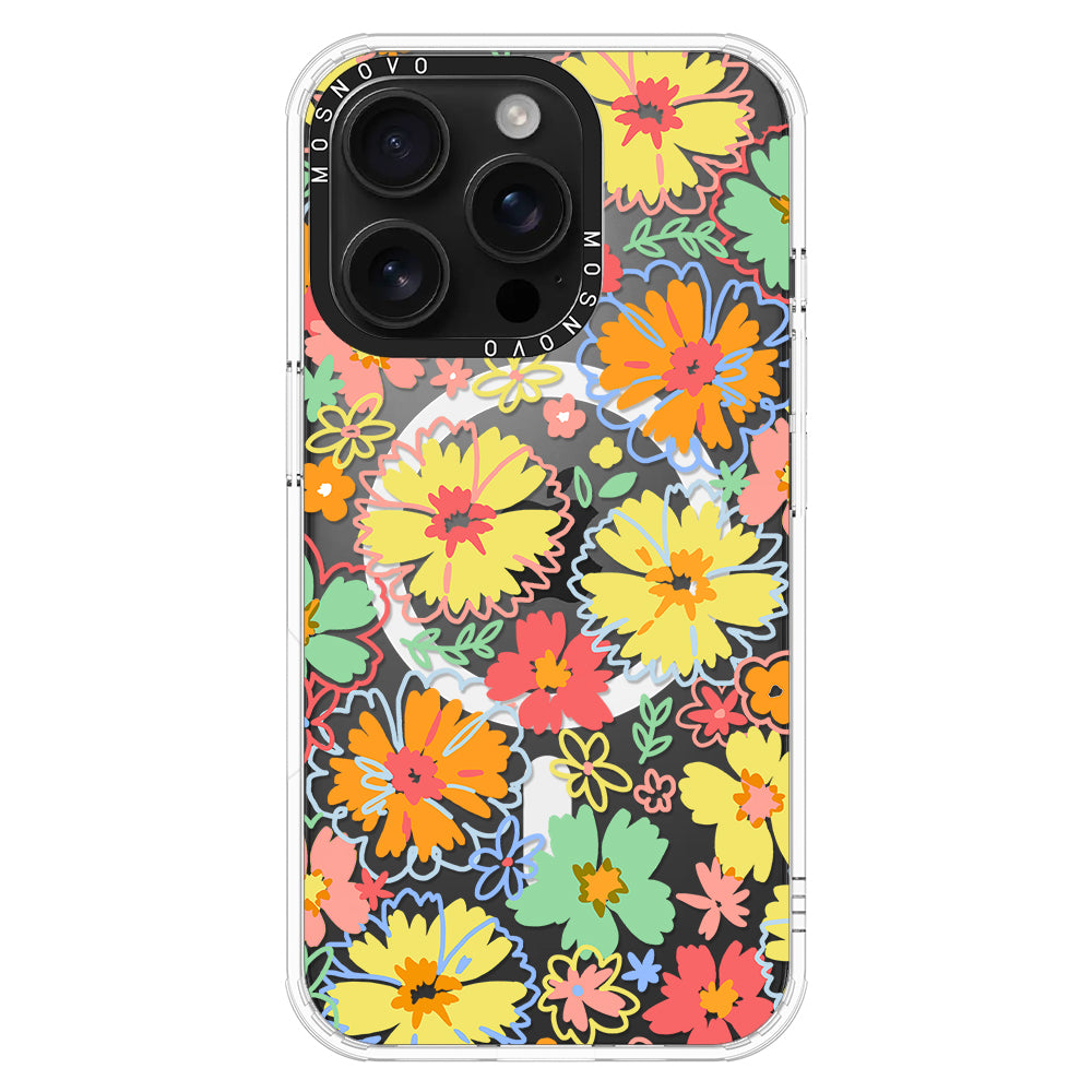 Retro Boho Hippie Flowers Phone Case - iPhone 16 Pro Case - MOSNOVO