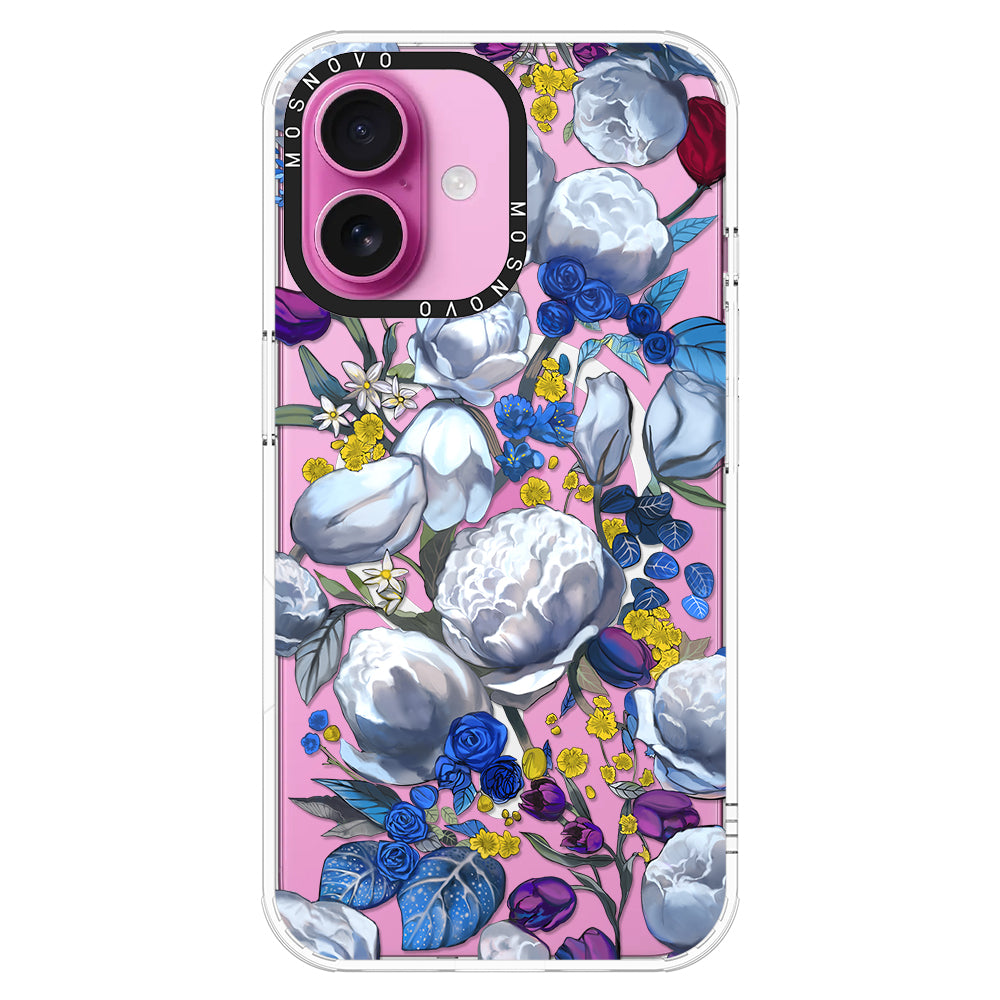 Purple Blue Floral Phone Case - iPhone 16 Case - MOSNOVO