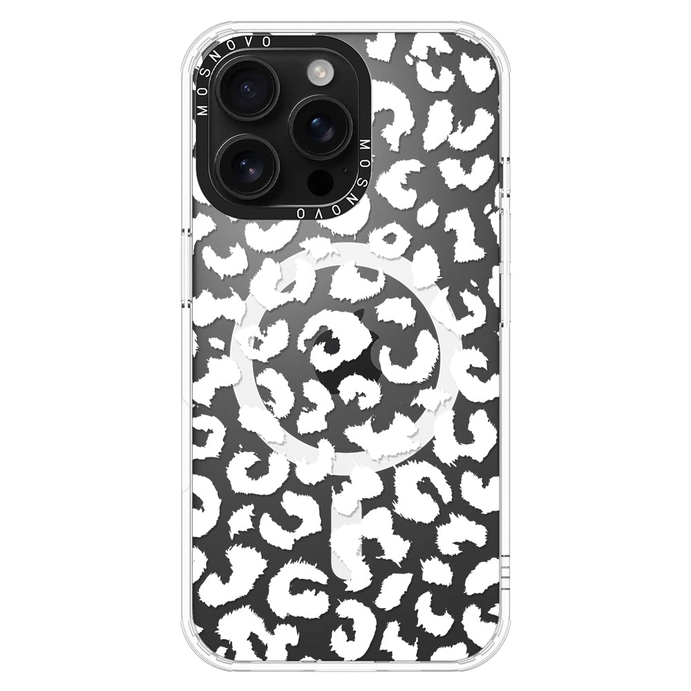 White Leopard Phone Case - iPhone 16 Pro Max Case - MOSNOVO