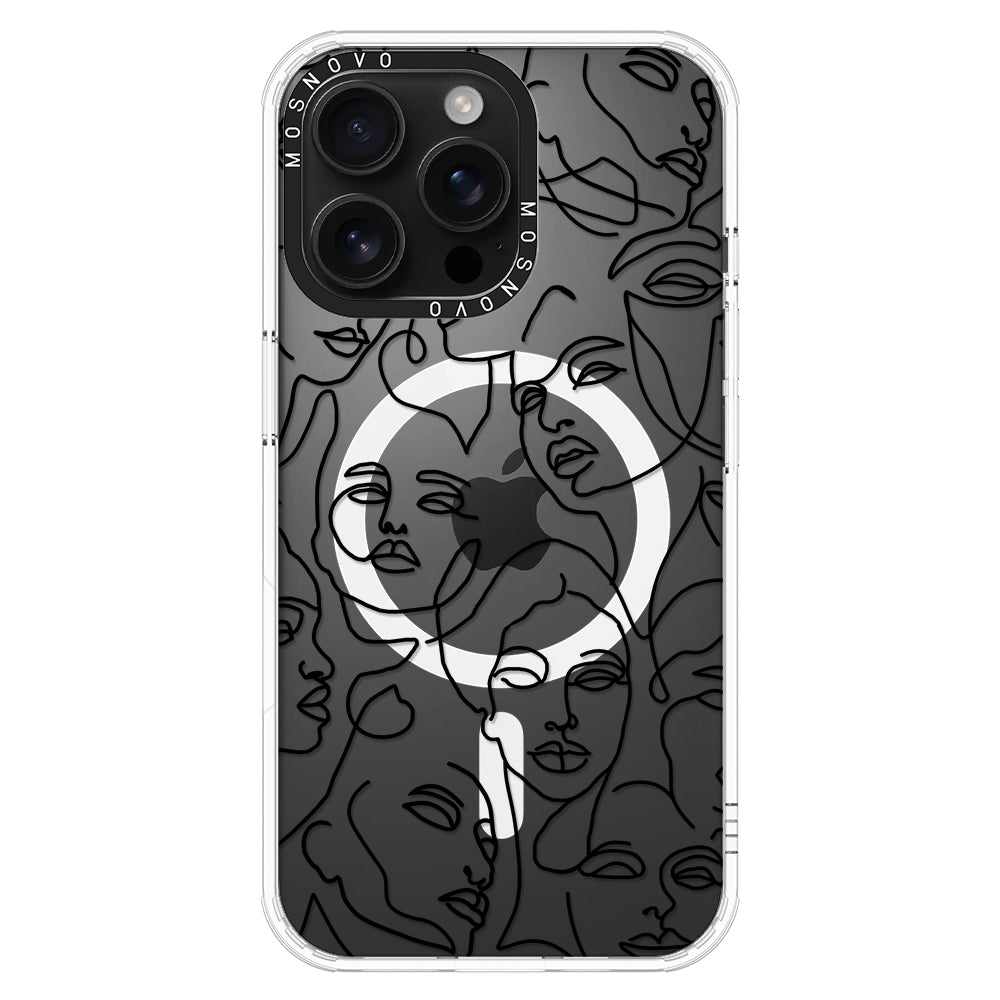 Abstract Face Line Art Phone Case - iPhone 16 Pro Max Case - MOSNOVO