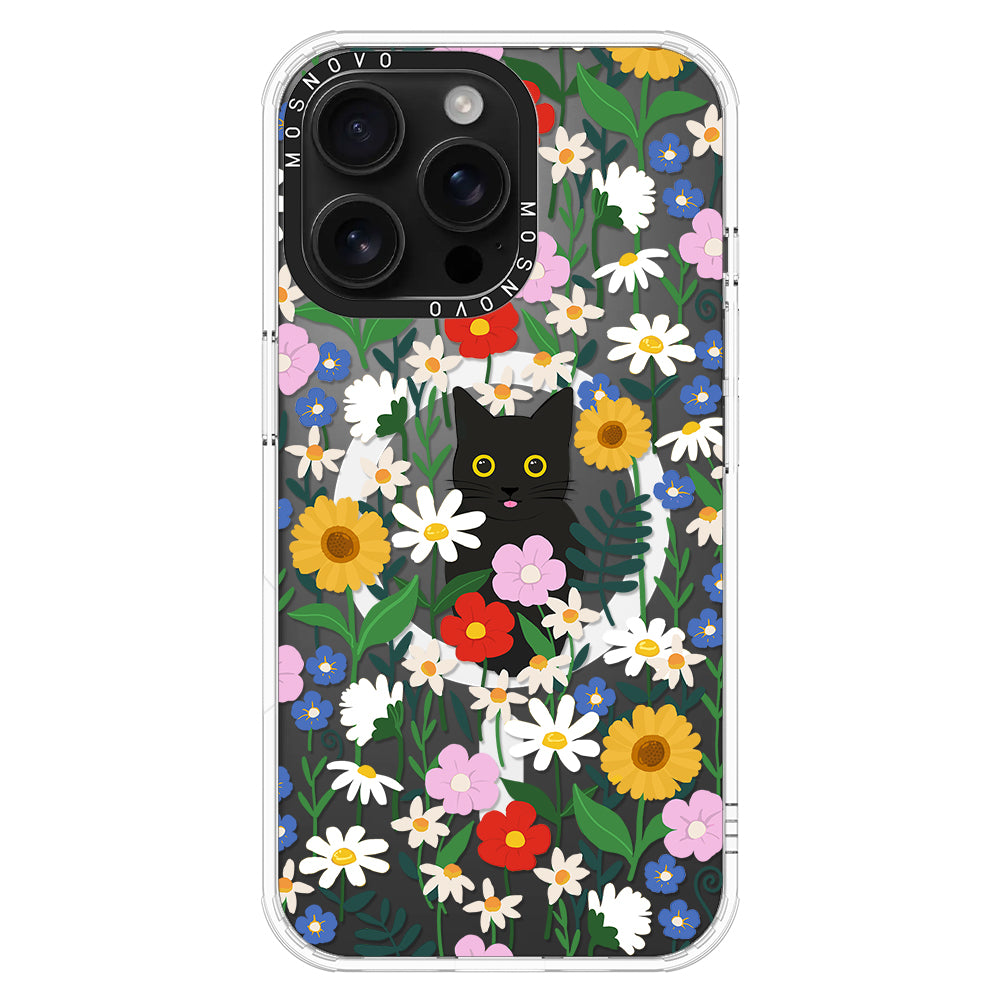 Black Cat in Garden Phone Case - iPhone 16 Pro Max Case - MOSNOVO