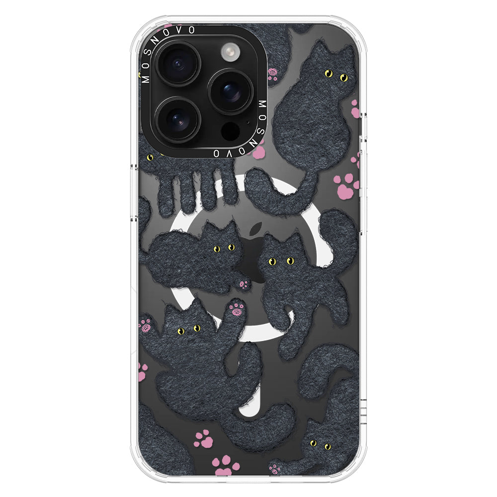 Black Furry Cat Phone Case - iPhone 16 Pro Max Case